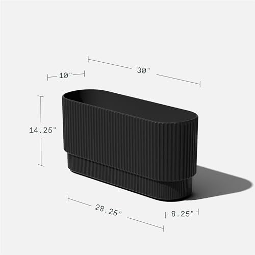 Veradek Demi Series Long Planter - Wide Outdoor Planter - color: Black, size: 30 inch - 2 Pack
