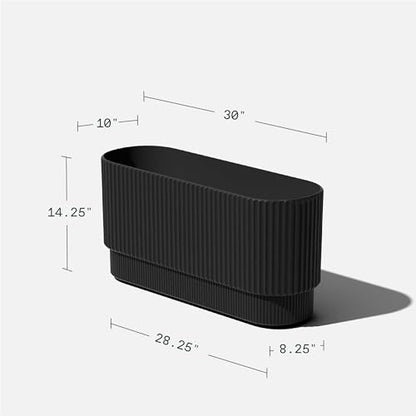 Veradek Demi Series Long Planter - Wide Outdoor Planter - color: Black, size: 30 inch - 2 Pack