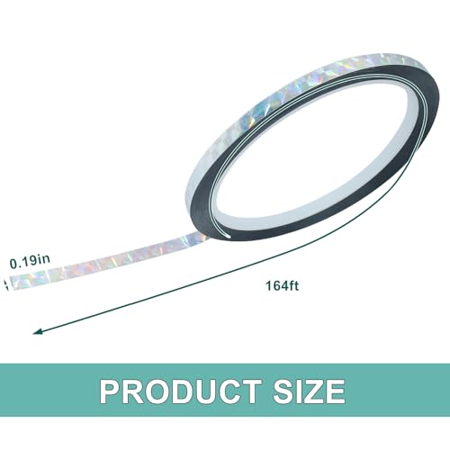 Jiozermi 0.22 Inch Holographic Reflective Tape, Silver, 55Yard - size: 0.22 Inch x 55 Yard