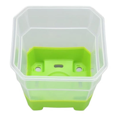 20Pcs Nursery Pot Planters Variety Pack, Reusable Clear Plastic and Silicone Square Pots with Drainage for Seedlings and Flower Plants (Green) - color: Green