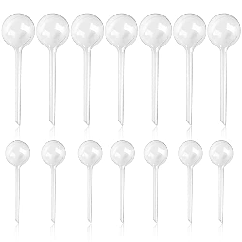 14 Pcs Plant Clear Watering Bulbs,Plastic Automatic Self-Watering Globes,Garden Water Device Watering Bulbs for Plant Flower Indoor Outdoor - size: 7 Large+7 Small