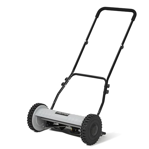 16" Push Reel Lawn Mower – Manual 5-Blade Hand Mower with Adjustable 3-Position Cutting Height (0.5"–1.75") – Lightweight, Eco-Friendly, Steel Blades – 2-Year Warranty - style: Without Grass Catcher