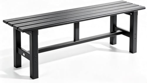 TECSPACE 59 Inches Outdoor Bench, 2-Person Aluminum Garden Bench, All-Weather Patio Bench for Garden, Porch, Backyard & Park (Black) - size: 59"