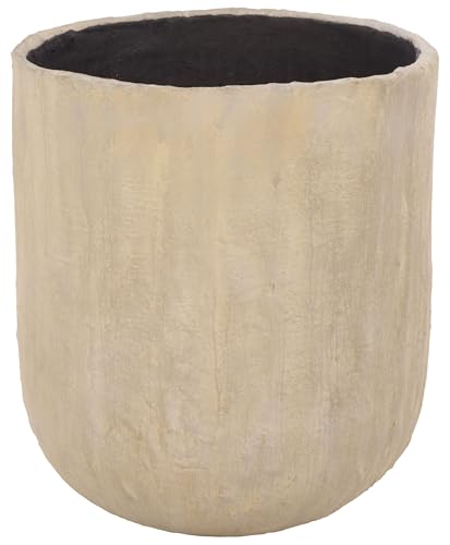 SAFAVIEH Outdoor - Cana Large Planter Pot with Drainage - Beige Cement & Bamboo - Weather Resistant - Ideal for Patio, Garden, Backyard, 19.3" Wx 19.3" D x 21.3" H (PAT1405B) - color: Beige