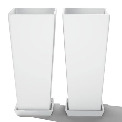 FENCY Set of 2 Tall Outdoor Planters for Climbing Plants, White - color: White-square Classic