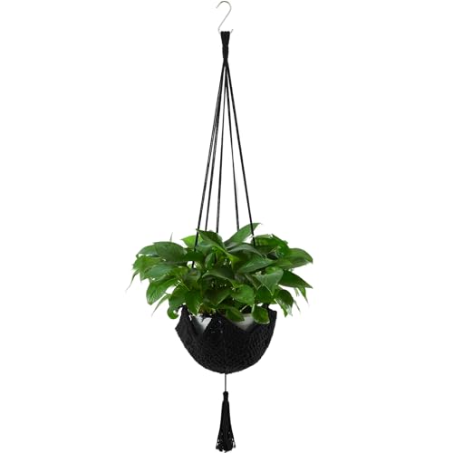 Shappy 1 Pack Boho Macrame Plant Hanger for Indoor - color: Black, size: Style A