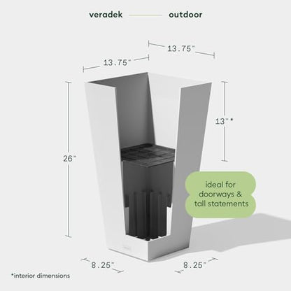 Veradek Pure Series Taper Planter - Tall Tapered Outdoor Planter with Shelf - color: White, size: 26 inch - 2 pack