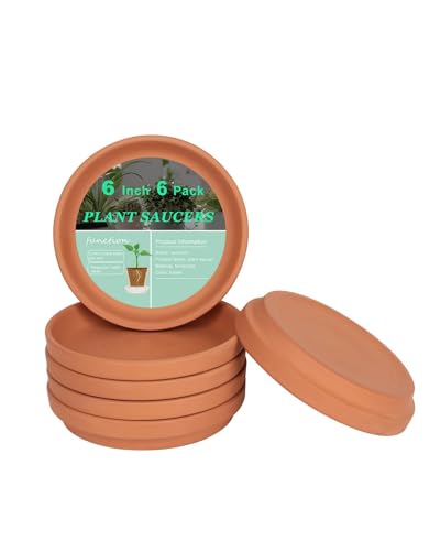 vensovo 6 Inch Terracotta Plant Saucers, 6 Pack Small Clay Trays for Pots - color: Brown, size: 6 inch