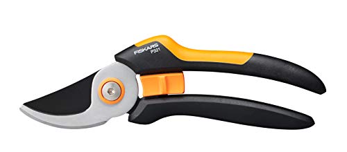 Fiskars Bypass Garden Pruners M, Solid, P321, for Fresh Branches and Twigs, Non-Stick Coated, Stainless Steel Blades, Length: 20.1 cm, Black/Orange, 1057162 - style: Bypass - P321