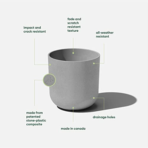 Veradek Mason Series Lima Planter - Large Round Outdoor Planter - color: Gray, size: 10 inches
