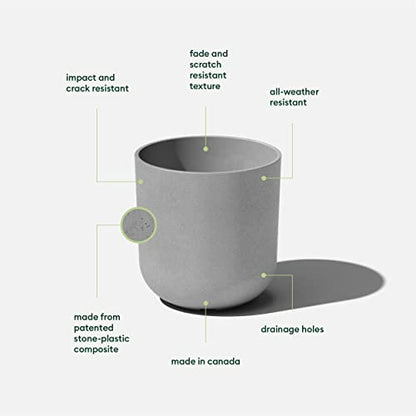 Veradek Mason Series Lima Planter - Large Round Outdoor Planter - color: Gray, size: 10 inches