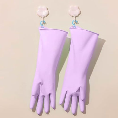2 Pcs Long Sleeve Dishwashing Gloves, Waterproof Kitchen Cleaning Gloves - color: Pink01, size: Medium