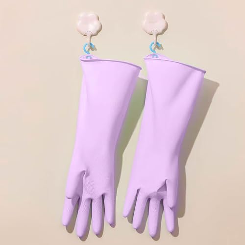 2 Pcs Long Sleeve Dishwashing Gloves, Waterproof Kitchen Cleaning Gloves - color: Pink01, size: Medium