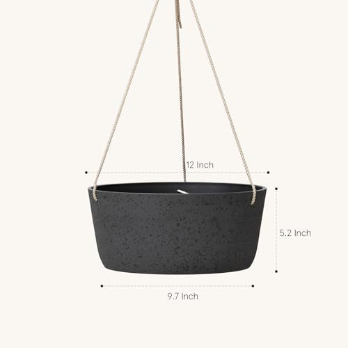 La Jolie Maison Large Hanging Planters for Outdoor Plants, Set of 2 12 Inch - color: Black Charcoal