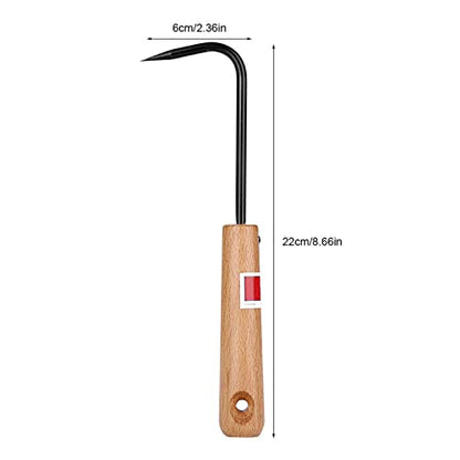 Iron Garden Claw Hand Tool, Single Claw Bonsai Root Rake with Wooden Handle, Multifunction Root Pick Rake for Digging, Weeding, Loosening, 2.36x8.66in