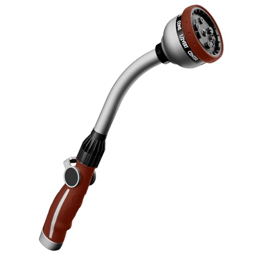 RESTMO Watering Wand Heavy Duty, 15-Inch Long Hose Nozzle Sprayer - color: Red