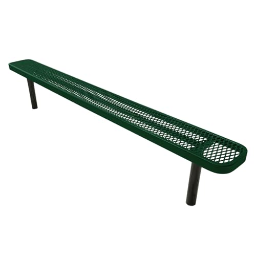 COATEDOUTDOORFURNITURE Bench, Green, Expanded, 8Ft, No Back, Inground - color: Green, size: 8 Ft, No Back Inground