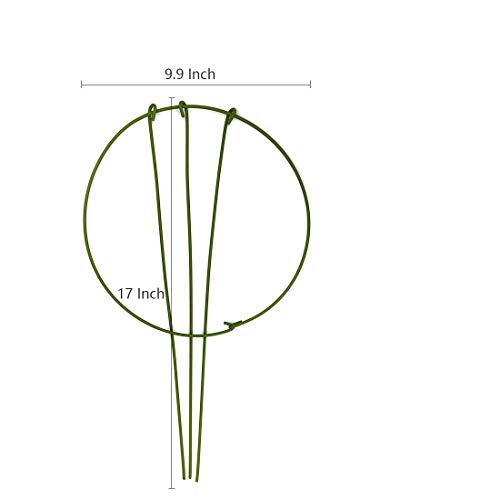 3-Pack Garden Plant Support Stake Green Plant Support Rings for Climbing Plant, Flowers (10" Wide x 17" High)