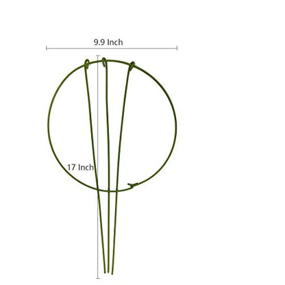 3-Pack Garden Plant Support Stake Green Plant Support Rings for Climbing Plant, Flowers (10" Wide x 17" High)