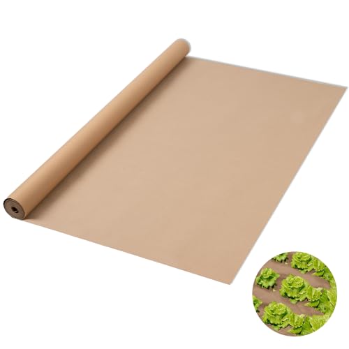 4 x 50 Ft Heavy Duty Biodegradable Kraft Paper Weed Barrier - color: 4x50ft