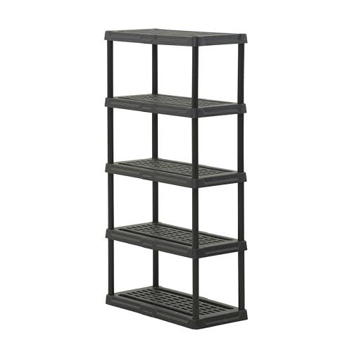 CENTREX 5-Tier Heavy Duty Plastic Storage Shelves for Garage, Black - style: 5-Tier (1 Pack)