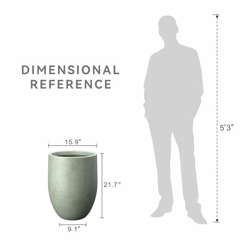 Kante Large Round Bullet Mint Green Concrete Planter 21.7" Tall, Outdoor - color: Mint Green