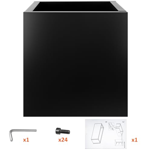 Steel Planter Box 24"x24"x25", Large Square Metal Planter Box - color: Black, size: 25"H x 24"L x 24"W