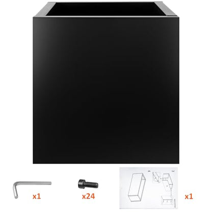 Steel Planter Box 24"x24"x25", Large Square Metal Planter Box - color: Black, size: 25"H x 24"L x 24"W
