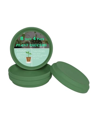 vensovo 8 Inch Green Terracotta Plant Saucers, 4 Pack Large Clay Trays - color: Green