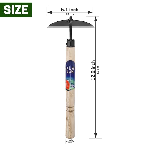 Garden Weeding Sickle/Hand Hoe, Gardening Cutting Grass Sickle, Japanese Sickle Style Hand Weeder Tool with Thick Blade&Wooden Handle - color: T-Sickle