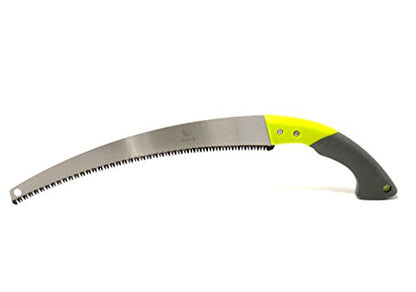 Professional Heavy Duty Pruning Saw (RAZOR SHARP 14" CURVED BLADE) Comfort Handle with Saw Blade Enclosure - Full-stroke Hand Saw with FREE Garden Gloves (Lemon-green)