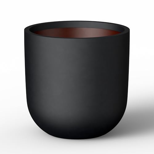 Kante Large Round Capsule Black Concrete Planter 16.5" Dia, Outdoor - color: Black, size: 16.5"Dia x 16.5"H