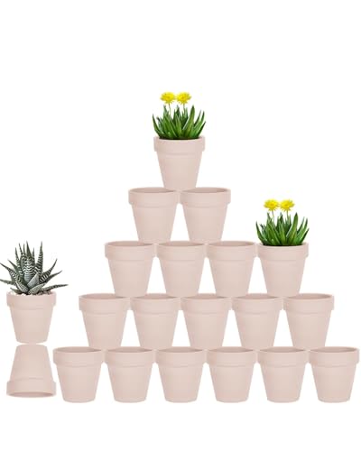 vensovo 3 Inch Pink Terracotta & Clay Pot with Drainage, 20 Pack - color: Pink