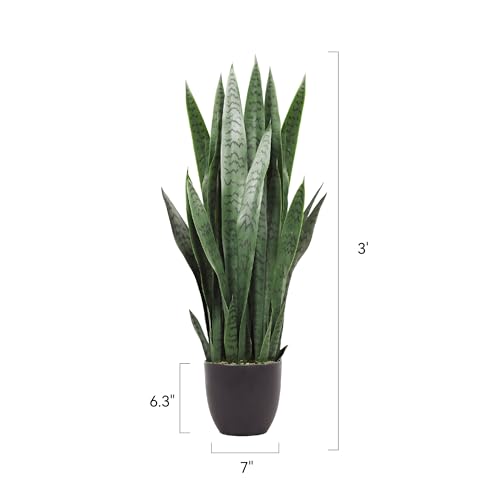 KOL 3FT 2-Pack Artificial Snake Plants, Fake Sansevieria Indoor Outdoor - size: 2 PCS