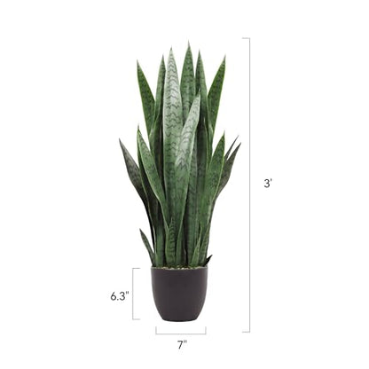 KOL 3FT Artificial Snake Plant, 35in Fake Sansevieria Indoor Outdoor - size: 1 PC