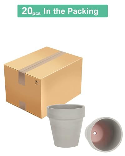 vensovo 3 Inch Grey Terracotta & Clay Pot with Drainage, 20 Pack - color: Gray