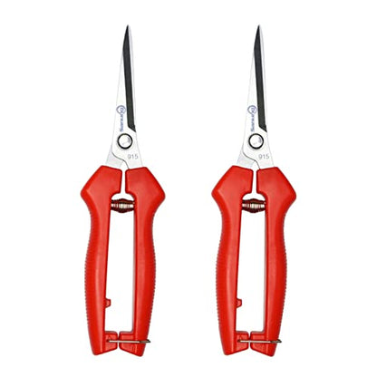 Sanung 2 PACK Straight Stainless Steel Pruning Shears, Hand Pruner Garden Trimmer Scissors with PVC Handle Safety Lock, Ideal for Gardening, Tree Trimming