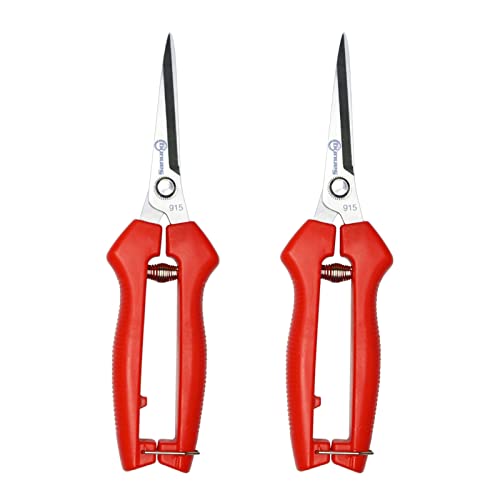 Sanung 2 PACK Straight Stainless Steel Pruning Shears, Hand Pruner Garden Trimmer Scissors with PVC Handle Safety Lock, Ideal for Gardening, Tree Trimming
