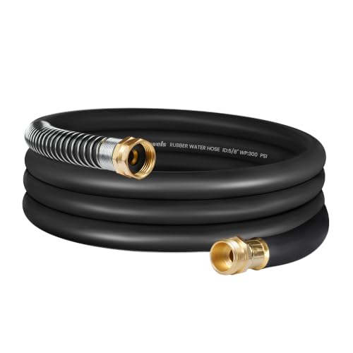 15FT x 5/8" Rubber Garden Hose, Heavy Duty 15 Foot Water Hose - color: Black, size: 15FT 5/8