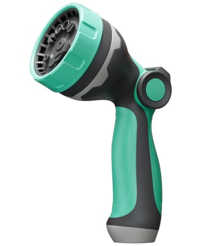 Garden Hose Nozzle, Hose Sprayer Nozzle with 10 Patterns & Thumb Control - color: Green