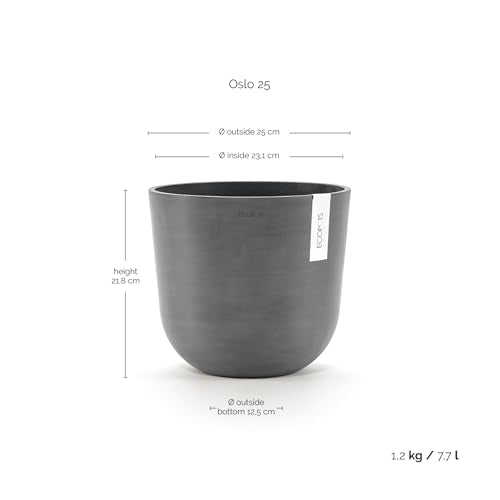 Ecopots Oslo Round Flower Planter, Grey, 10" - color: Gray, size: 10"