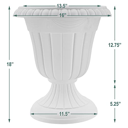 Arcadia Garden Products PL00CP Classic Traditional Plastic Urn Planter, 16" x 18", Brushed Copper - color: Brushed Copper, size: 16" x 18"