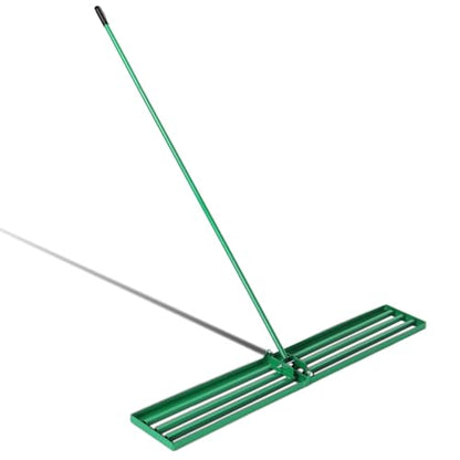 VINGLI Iron Lawn Leveling Rake 48in for Soil Sand Composs, Extended Handle, 180°Rotation Head, with All Handwares, for Yard Garden Golf Field, Green (48in) - color: 48in