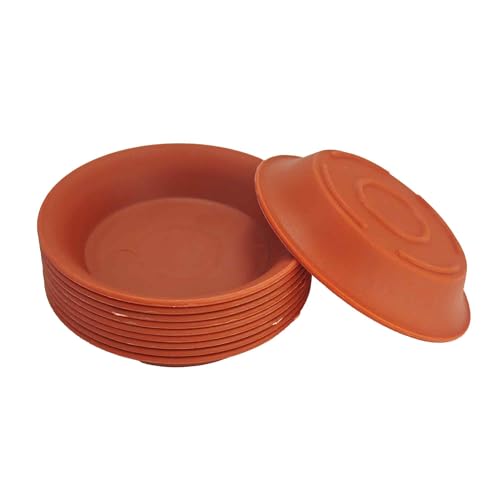10Pcs 2.76 Inch Plant Saucer Tray, Round Plastic Water Trays for Flower Pots, Drainage Saucers for Succulents & Small Potted Plants, Indoor Outdoor Planter Accessories (Terracotta red) - color: Terracotta red