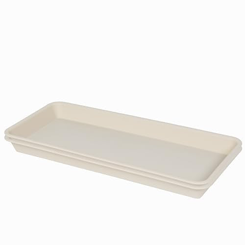 VUWEZ 2 Pack of Plastic Plant Tray Saucer Rectangular, Pot Trays Saucers for Indoors Outdoor, Plant Water Drip Tray for Flower Pot Planter, Windowsill Planter Trays (6.5 X 13 Inch, Beige) - color: Beige, size: 13'' x 6.5'' x 1.2'' (2 pack)