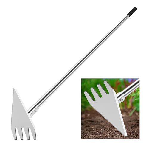 BARAYSTUS 2‑in‑1 Garden Hoe & Weed Rake with Long Handle for Weeding - size: Small Head: 3.1" W x 7.4" H