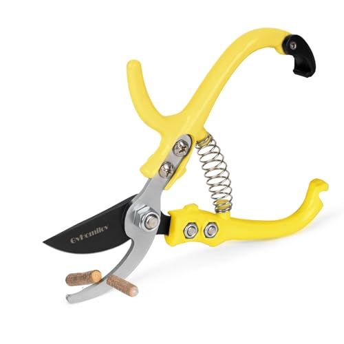 Q-Shaped Lightweight Gardening Pruning Shears for Plant & Tree Trimming - color: Yellow