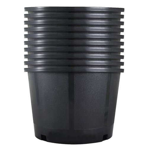 Short 5 Gallon Pot for Plants, Sturdy Plastic Planter Pots with Drainage Holes, Large Plastic Planters, for Seedlings, Succulents - size: 10 Pcs 5 Gallon Short