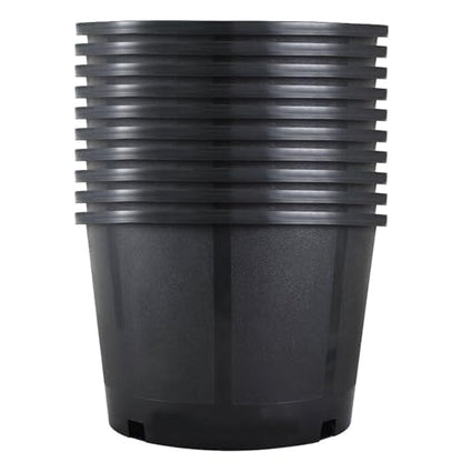 Short 5 Gallon Pot for Plants, Sturdy Plastic Planter Pots with Drainage Holes, Large Plastic Planters, for Seedlings, Succulents - size: 10 Pcs 5 Gallon Short
