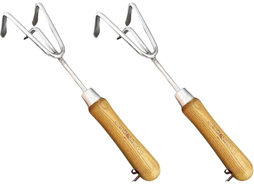 Garden Guru Eco Hand Cultivator Rake Tiller Tool- 100% Recycled Stainless Steel - Rust Resistant - FSC Certified Wood Ergonomic Handle - Great for Gardening Cultivating Loosening Weeding (2 Pack) - size: 2 Pack